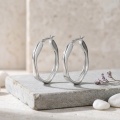 wholesale 925 Sterling Silver Twisted  Hoop Earring with Clip-On Closure-0-3