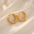 wholesale 925 Sterling Silver Textured Bamboo Design Huggie Hoop Earring With Matte Finish-0-2