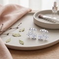 wholesale 925 Sterling Silver Cherry Leaf Moissanite Stud Earrings For Women-0-3