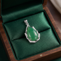 wholesale 925 Sterling Silver Elegant Green Gemstone Pendant with CZ Accents in  Setting-0-3