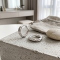 wholesale 925 Sterling Silver Hoop Earrings For Women Irregular Wavy Textured Chunky Huggie Hoops-0-2