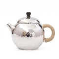 wholesale 999 Pure Silver Teapot Handmade Hammered Rope Wrapped Handle Tea Pot-0-0