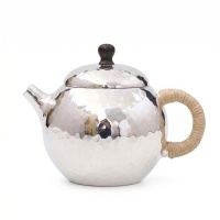 wholesale 999 Pure Silver Teapot Handmade Hammered Rope Wrapped Handle Tea Pot-undefined