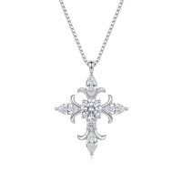 wholesale 925 Sterling Silver Moissanite Cross Pendant Necklace With Box Chain For Women-