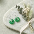 wholesale 925 Sterling Silver Elegant Jade Disc Earring with CZ-Set Leaf Pendant in Sterling -0-3