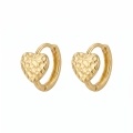 wholesale 925 Sterling Silver Gold Plated Hammered Heart Hoop Earrings For Women-0-0