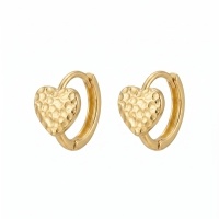 wholesale 925 Sterling Silver Gold Plated Hammered Heart Hoop Earrings For Women-undefined
