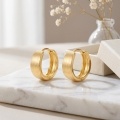 wholesale 925 Sterling Silver Gold Plated Brushed Wide Hoop Earrings For Women-0-2