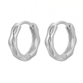 wholesale 925 Sterling Silver Wavy Textured Hoop Earrings For Women Men-0-0