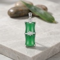 wholesale 925 Sterling Silver Green Jade Bamboo Pendant With Cubic Zirconia For Women-0-2