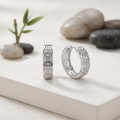 wholesale 925 Sterling Silver Chinese Ancient Coin Cubic Zirconia Hoop Earrings For Women-0-1
