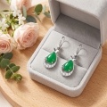 wholesale 925 Sterling Silver Butterfly Green Jade Teardrop Cubic Zirconia Drop Earrings For Women-0-3