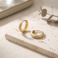 wholesale 925 Sterling Silver Textured  Hoop Earring with Hinge Closure-0-2