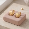 wholesale 925 Sterling Silver Gold Plated Hammered Heart Hoop Earrings For Women-0-2