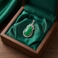 wholesale 925 Sterling Silver Elegant Teardrop Jade Pendant With Cz Accents-0-3