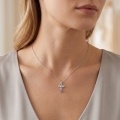 wholesale 925 Sterling Silver Butterfly Pendant Necklace With Purple Moissanite Drop For Women-0-4