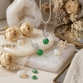 wholesale 925 Sterling Silver Butterfly Drop Earrings With Zirconia And Green Jade Bead For Women-0-1