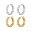wholesale 925 Sterling Silver Textured Bamboo Design Huggie Hoop Earring With Matte Finish-0-1