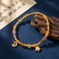 wholesale 24K Whimsical Celestial Bracelet with Vibrant Ribbed Beads and Enchanting Moon and Star Charms-0-2
