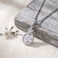 wholesale 925 Sterling Silver Elegant Sterling  Teardrop Pendant Necklace with Round CZ Centerpiece and Floral Accents-0-1