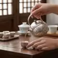 wholesale 925 Sterling Silver Exquisite Handcrafted Silver Teapot with Intricate Lotus Relief and Arched Handle - Handicraft-0-2