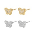 wholesale 925 Sterling Silver Butterfly Cubic Zirconia Stud Earrings For Women-0-1