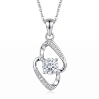 wholesale 925 Sterling Silver Cubic Zirconia Interlocking Loop Pendant Necklace With Chain For Women-undefined