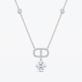 wholesale 925 Sterling Silver Round Moissanite Drop Pendant Necklace Station Chain For Women-0-0