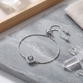 wholesale 925 Sterling Silver Blue Moissanite Cushion Halo Adjustable Box Chain Bracelet For Women-0-3