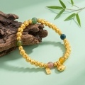 wholesale 24K Elegant Multi-Gemstone Beaded Bracelet Featuring Textured Metallic Accents and Symbolic Charms-0-2