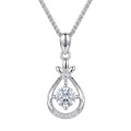 wholesale 925 Sterling Silver Elegant Sterling  Teardrop Pendant Necklace with Round CZ Centerpiece and Floral Accents-0-0