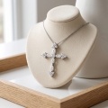 wholesale 925 Sterling Silver Moissanite Cross Pendant Necklace With Chain For Women-0-4