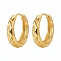 wholesale 925 Sterling Silver Elegant Geometric Faceted Textured Hoop Earring with High-Shine Metallic Finish-0-0