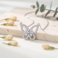 wholesale 925 Sterling Silver Butterfly Pendant Necklace With Round Moissanite Stone For Women-0-2