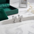 wholesale 925 Sterling Silver Cubic Zirconia Bow Ball Drop Earrings For Women Girls-0-3