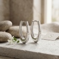 wholesale 925 Sterling Silver Oval Hoop Earrings Polished Hinged Huggie Earrings For Women-0-1