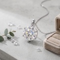 wholesale 925 Sterling Silver Round Moissanite Solitaire Pendant Necklace With Chain For Women-0-3