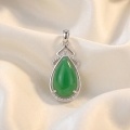 wholesale 925 Sterling Silver Elegant Teardrop Jade Pendant With Cz Accents-0-2