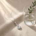 wholesale 925 Sterling Silver Elegant Teardrop CZ Pendant Necklace with Sparkling Accents-0-1