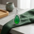 wholesale 925 Sterling Silver Elegant Teardrop Jade Pendant With Cz Accents-0-1