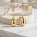wholesale 925 Sterling Silver Elegant Gold-plated Teardrop Stud Earrings With Hollow Design And Sterling  Post-0-2