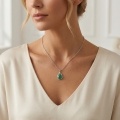 wholesale 925 Sterling Silver Elegant Green Gemstone Pendant with CZ Accents in  Setting-0-4