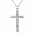 wholesale 925 Sterling Silver Moissanite Cross Pendant Necklace With Chain For Women-0-1