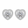 wholesale 925 Sterling Silver Heart Halo Moissanite Stud Earrings For Women-0-0