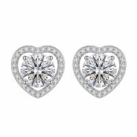 wholesale 925 Sterling Silver Heart Halo Moissanite Stud Earrings For Women-