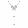 wholesale 925 Sterling Silver Moissanite Butterfly Lariat Drop Necklace For Women-0-0