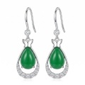 wholesale 925 Sterling Silver Butterfly Green Jade Teardrop Cubic Zirconia Drop Earrings For Women-0-0