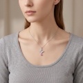 wholesale 925 Sterling Silver Butterfly Pendant Necklace With Pink Moissanite Drop For Women-0-2