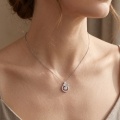 wholesale 925 Sterling Silver Moissanite Butterfly Round Halo Pendant Necklace For Women-0-3