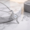 wholesale 925 Sterling Silver Round Moissanite Swirl Pendant Necklace For Women With Chain-0-3
